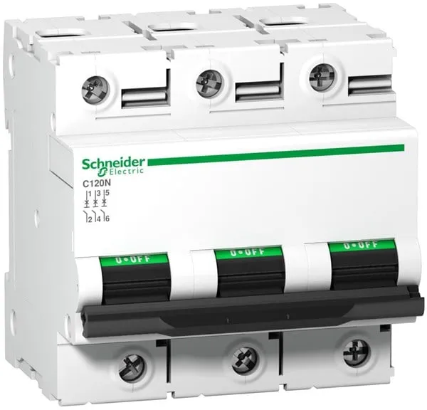 Schneider Electric Automaattisulake C120N 3P 100A Mono-liitin C-luonne 10kA 230/400V Leveys 81mm
