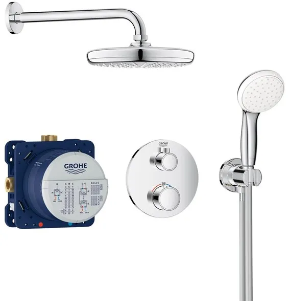 Grohe Grohtherm suihkusarja Tempesta 210:llä, kromi