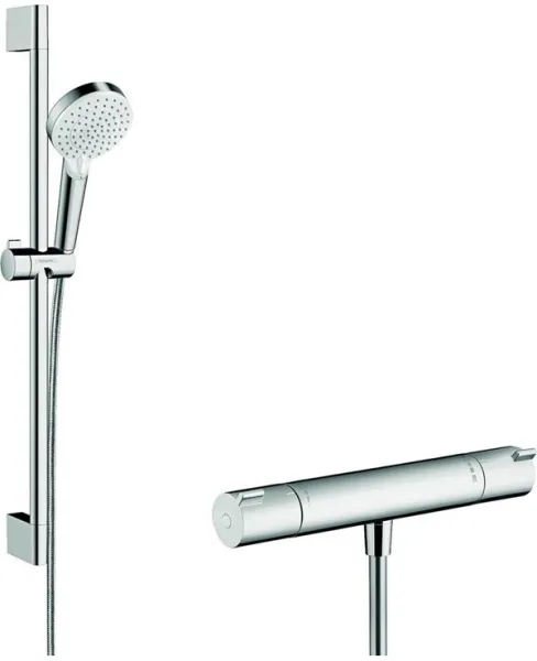 Hansgrohe Crometta Vario suihkusarja Ecostat 1001 CL -termostaatilla, valkoinen/kromi