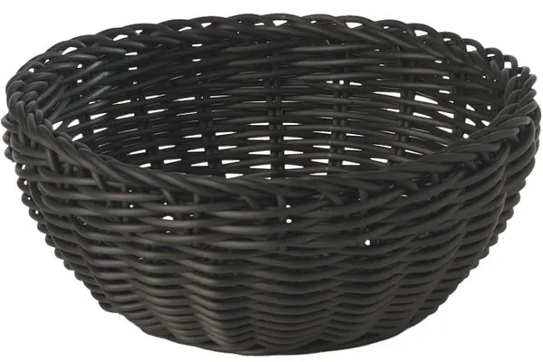 Leipäkori, pyöreä, musta muovipunos, Ø20xK8 cm