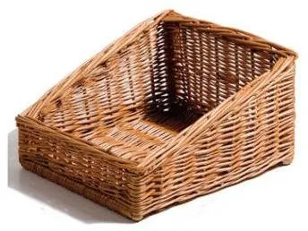 Leipäkori, suorakulmainen, käsintehty, ruskea punos, 30x35x19 cm, etuosa 9 cm