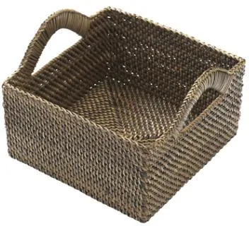 Leipäkori Bastian, neliö, vaalea/tumma nito-punos, 18x18xK9,5 cm