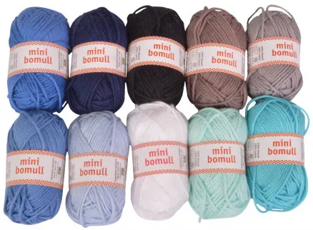 Järbo Minibomull Lankapaketti 09 Sininen ja Harmaa sävyjä 10g - 10 kpl - Järbo Minibomull Lankapaketti 09 Sininen ja Harmaa sävyjä