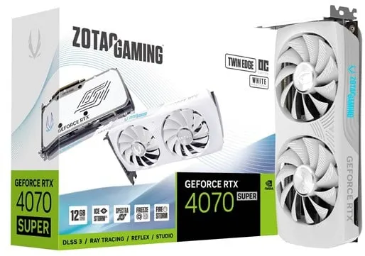 ZOTAC GeForce RTX 4070 SUPER Twin Edge OC White - 12GB GDDR6X RAM - Näytönohjain