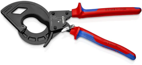 Knipex-kaapelileikkuri (räikkäperiaate, 3 nopeutta) musta atramentoitu, monikomponenttikahvalla 320 mm