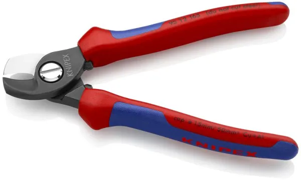 Knipex-kaapelileikkuri, mustattu, monikomponenttikahvalla 165 mm