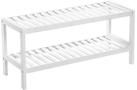 SONGMICS kenkähylly, jossa 2 hyllyä - valkoinen bambu