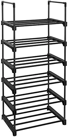 SONGMICS kenkähylly, jossa 6 hyllyä - musta rauta