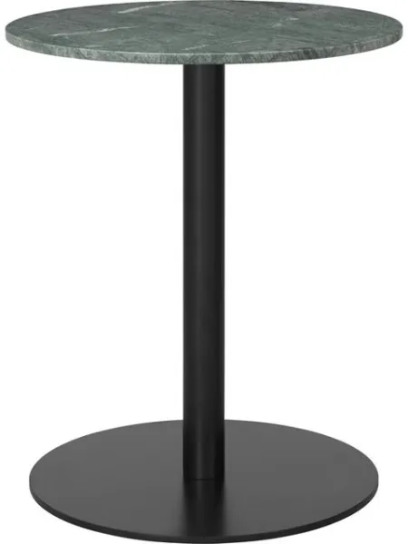GUBI 1.0 Ruokapöytä Pyöreä Ø60 cm Mustalla Jalustalla ja Vihreällä Guatemala Marmorikannella