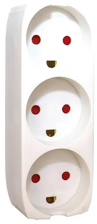 Gripo seinäpistorasia, jossa 3 pistorasiaa ja maadoitus, valkoinen