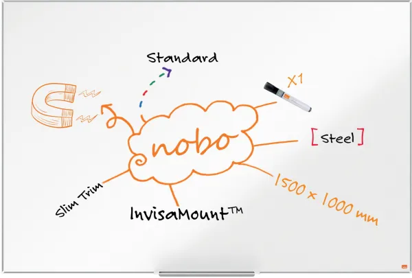 Nobo Impression Pro Teräs-Whiteboard 150x100cm Valkoinen